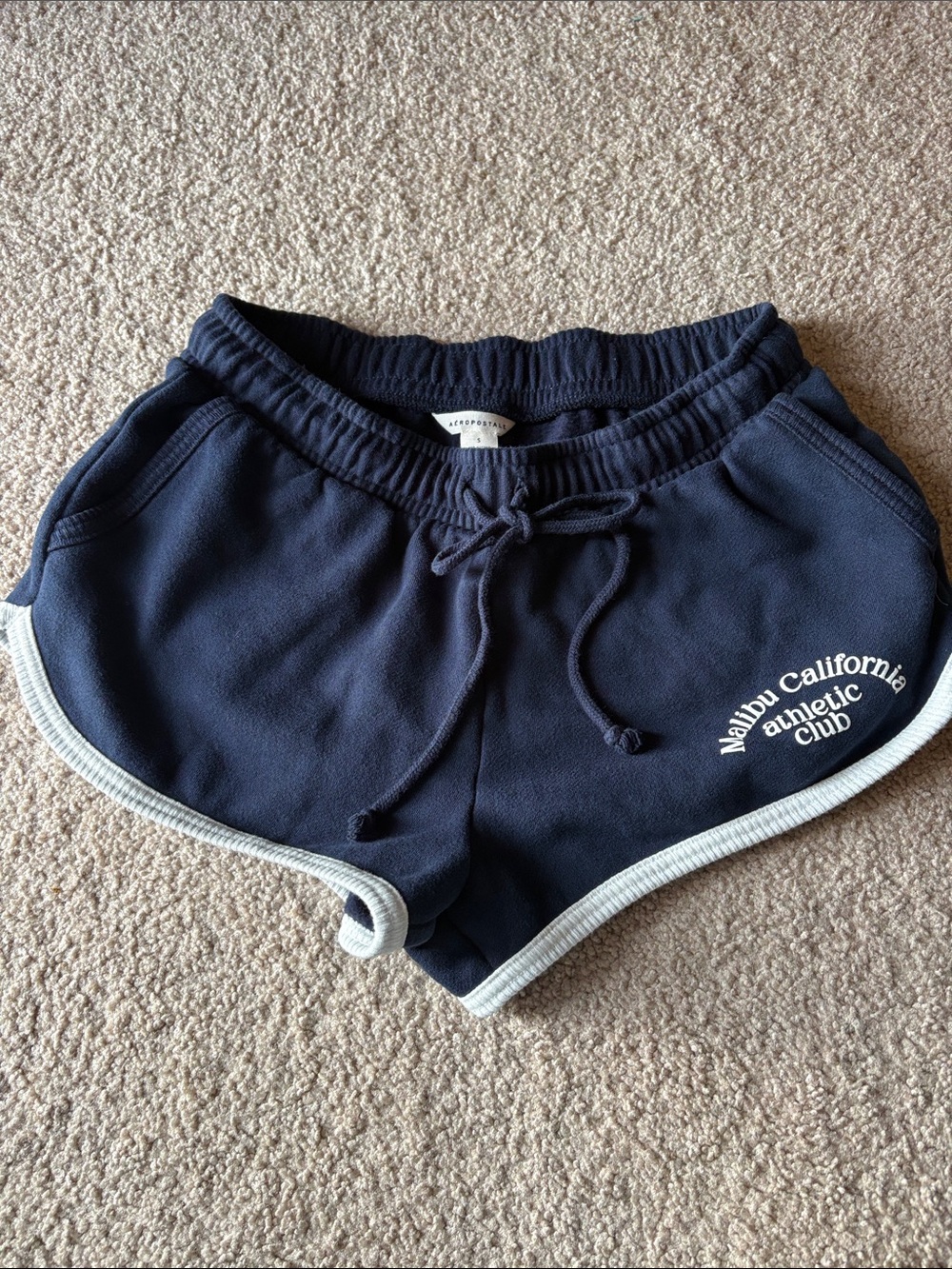 Aeropostale Navy Athletic Lounge Shorts with White Trim